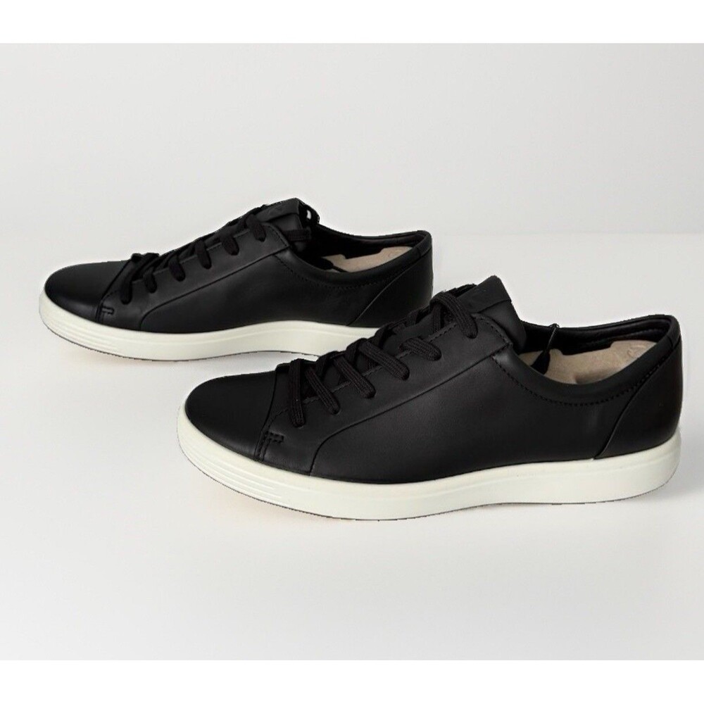 Ecco Soft 7 Mens Size EU 46 US Sz 12-12.5 Black Leather Lace Up Casual Shoes